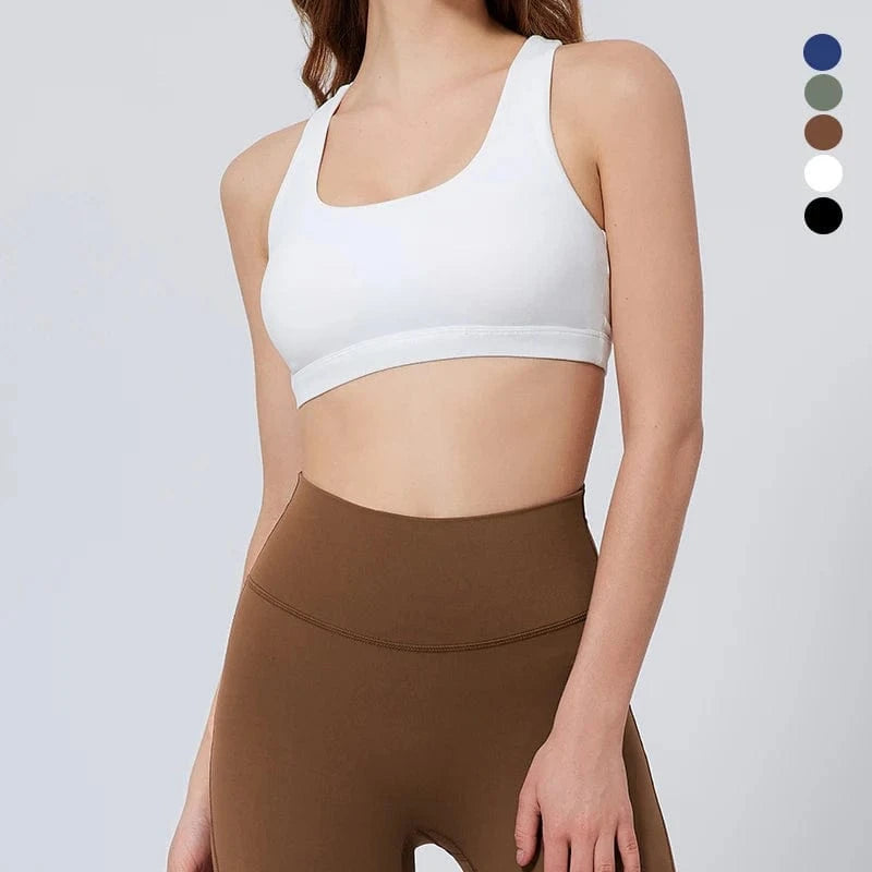 XL / White 2024 Gym Wear Breathable Fitness Workout Cross Back Yoga Bra Womens Activewear Crop Tops  Fitness Top Lady Sports Bra For Women