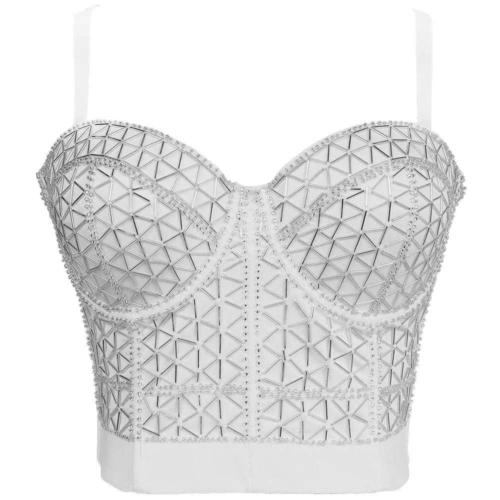 XL / White Manufacturers Wholesale fashion Beaded decoration Suspenders corset top for plus size