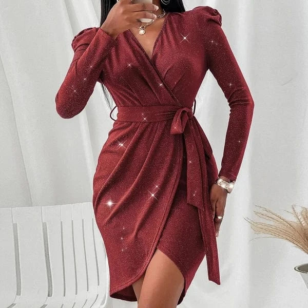 XL / Wine Women's High-quality Commuter Solid Color Mid-length Western-style Hip Wrap Skirt 2022 Spring And Summer New Products
