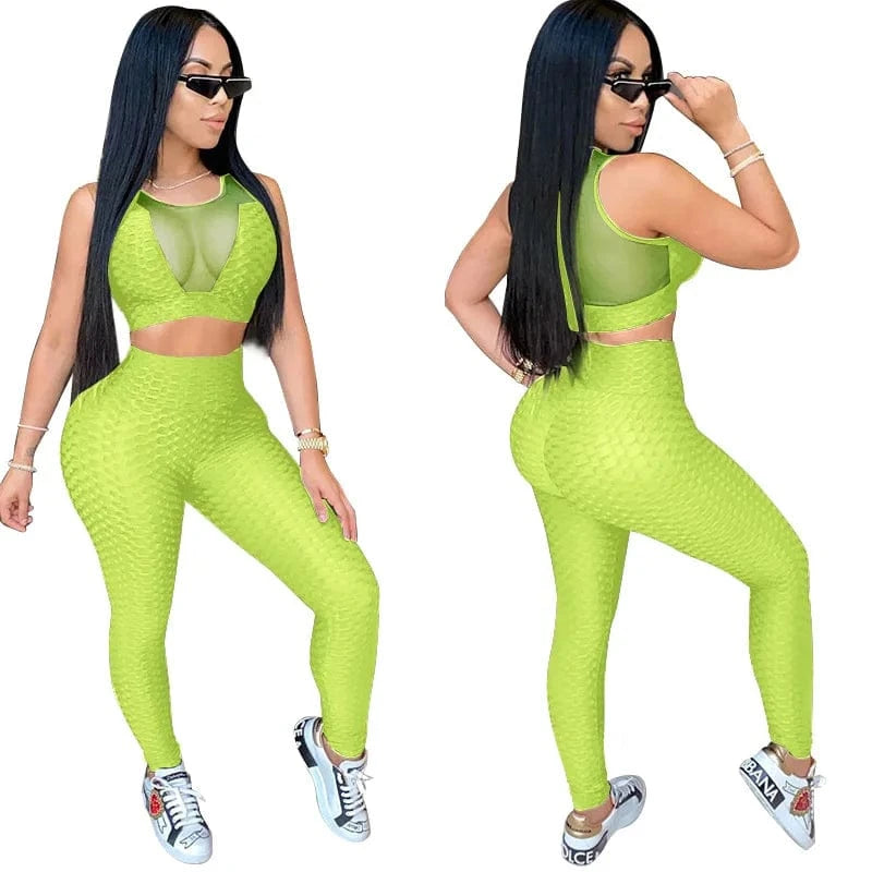 XS-5XL two-piece sports suit female jogging pants 2-piece tight see-through sexy sleeveless yoga sports suit