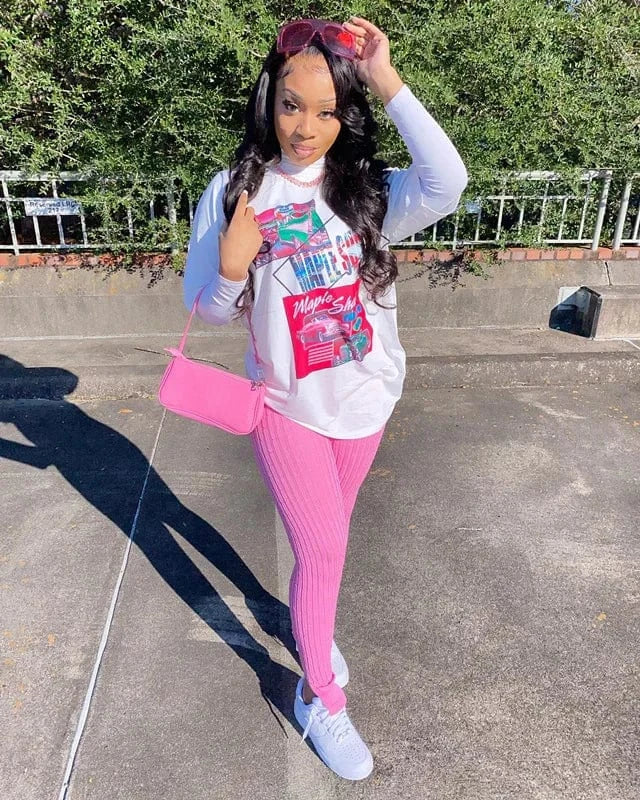 XS / as picture 2 Piece Set Women Fall 2022 Streetwear T-shirt and Skinny Pants Set Long Sleeve T Shirt Sets for Women Two Pieces for Fall