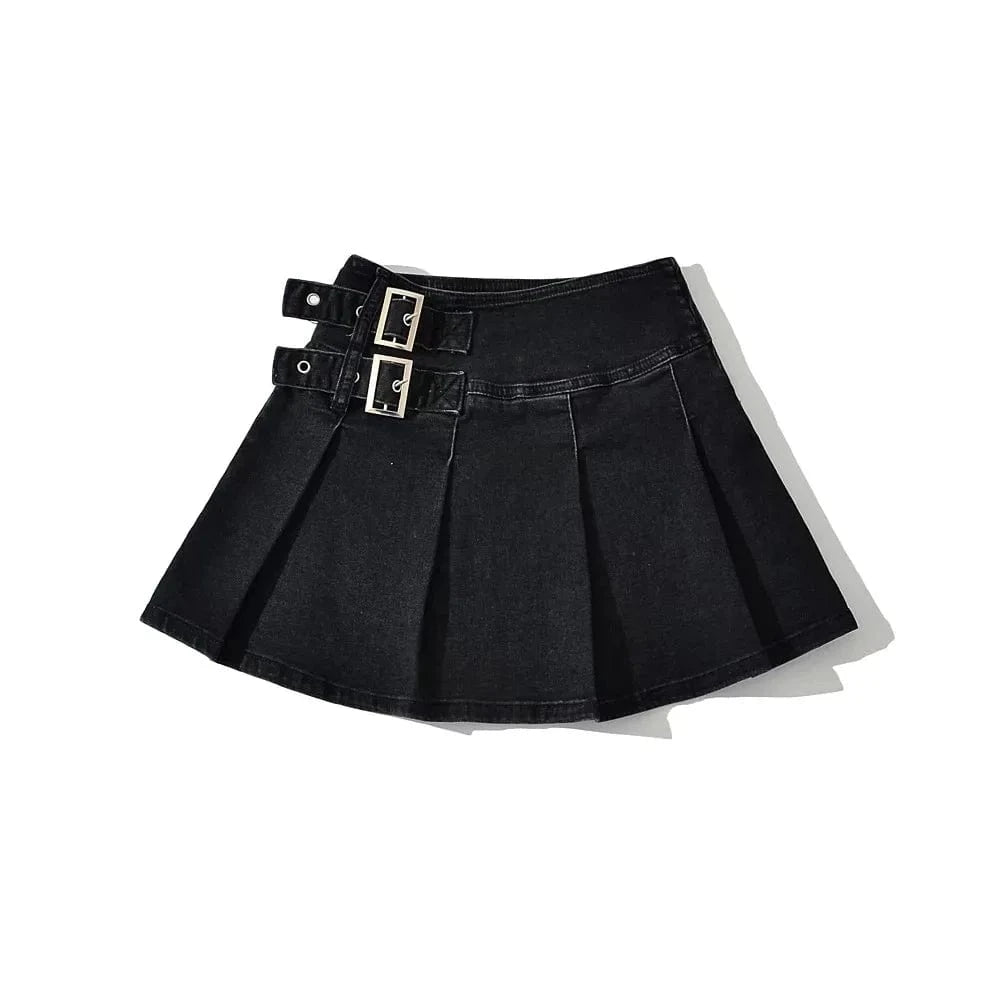 XS / Black Factory 2024 XS-XL boutique clothing ladies fashion denim jeans pleated womens skirts