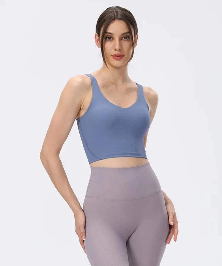 XS / Blue tank with bra padded Luluyun women gym fitness sets clothing Yoga Pants sports bra and legging  workout sets