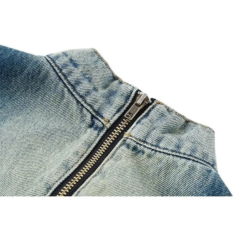 Xs Size Denim Two Piece Set Women Jeans Suit Strapless Crop Top Slant Waist Flare Pants Casual Outfits