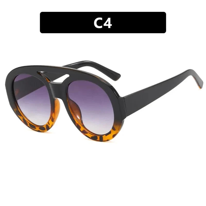 XSDS-3530 / Black Leopard UNOC 2024 Fashion Retro Sunglasses Classic Double Top Frog Unisex Big Frame Sunglasses