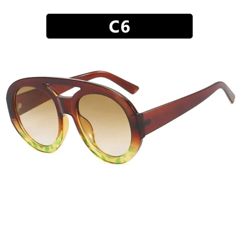XSDS-3530 / Brown UNOC 2024 Fashion Retro Sunglasses Classic Double Top Frog Unisex Big Frame Sunglasses