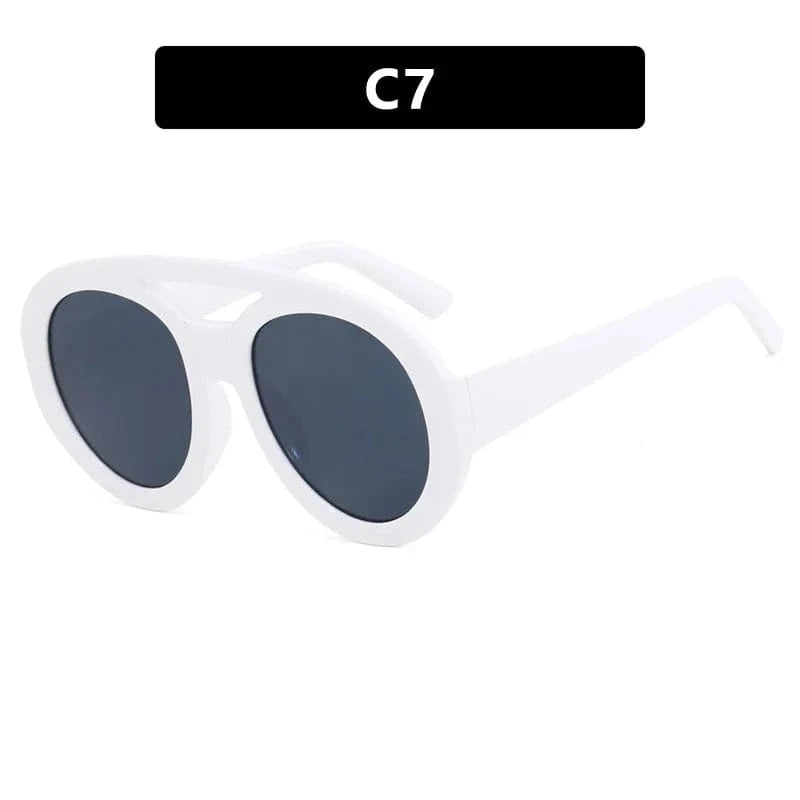 XSDS-3530 / White UNOC 2024 Fashion Retro Sunglasses Classic Double Top Frog Unisex Big Frame Sunglasses