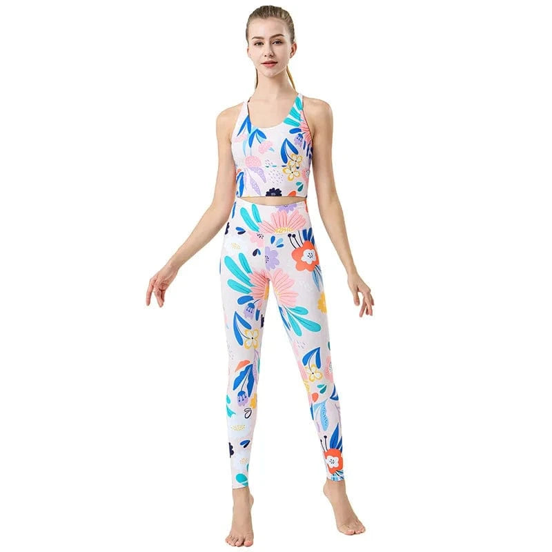 Xsunwing Custom LOGO gym fitness sets Yoga wear Workout sports bra and leggings Set pants print 2pcs Sportswear suit WSB2001