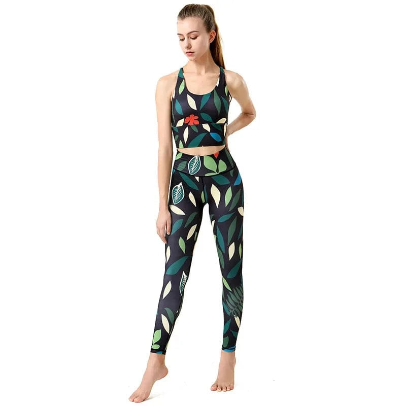 Xsunwing Custom LOGO gym fitness sets Yoga wear Workout sports bra and leggings Set pants print 2pcs Sportswear suit WSB2001