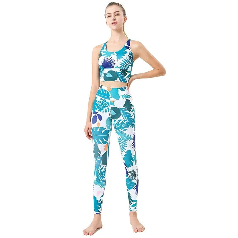 Xsunwing Custom LOGO gym fitness sets Yoga wear Workout sports bra and leggings Set pants print 2pcs Sportswear suit WSB2001