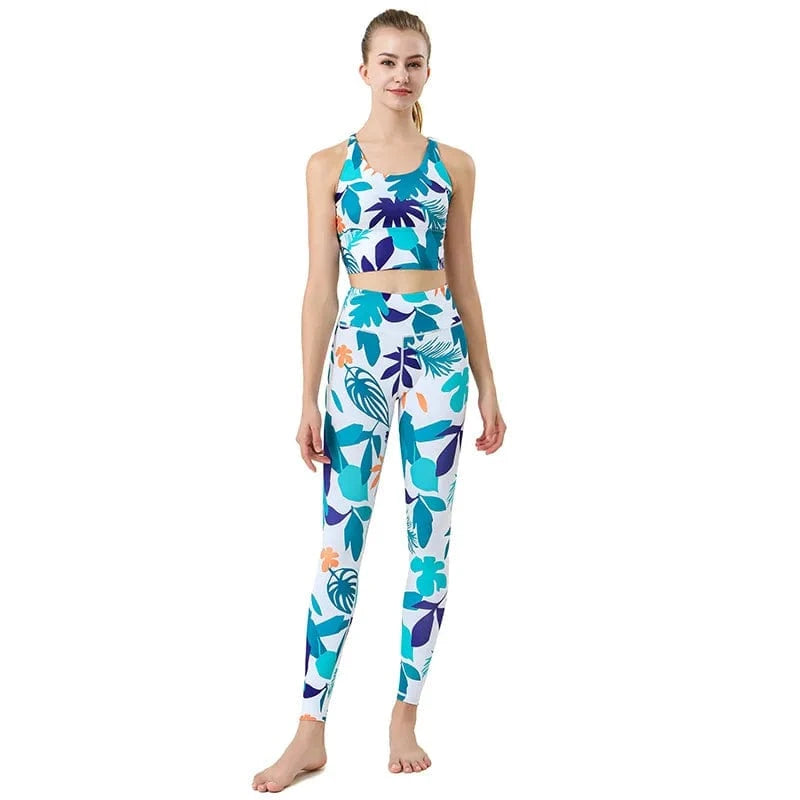 Xsunwing Custom LOGO gym fitness sets Yoga wear Workout sports bra and leggings Set pants print 2pcs Sportswear suit WSB2001