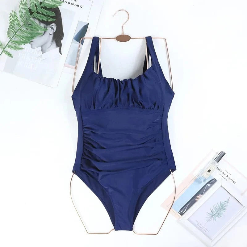 XXL / Blue TW 2024 new design custom logo bathing suit classic tummy control plus size swimsuit one piece swimwear for fat women