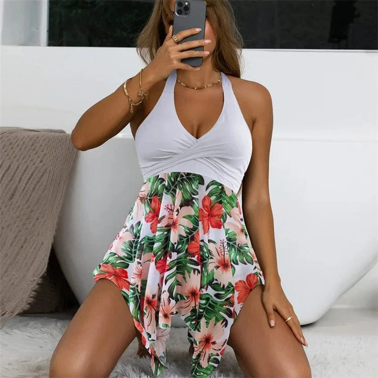 XXL / colour 08 New bikini tie-front halter neck swimsuits floral print split style Two Piece Set swimwear beachwear