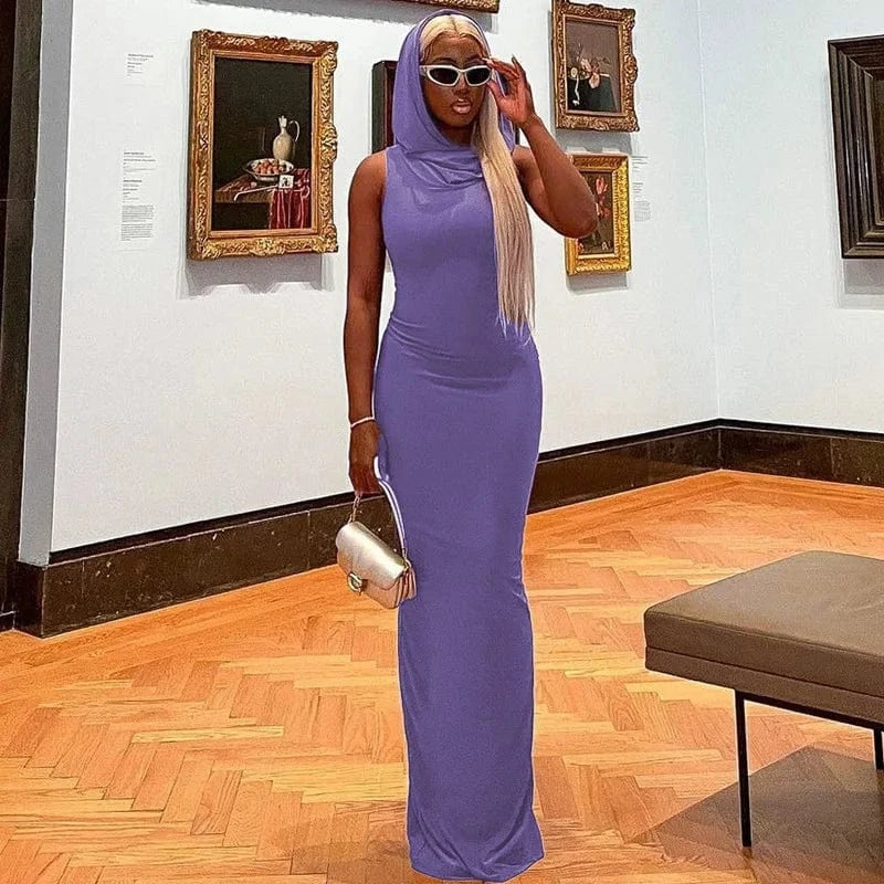 Y2K Style Women Long Hoodie Sleeveless Bodycon Dress Wholesale Casual Dresses Regular Street Wear For Women