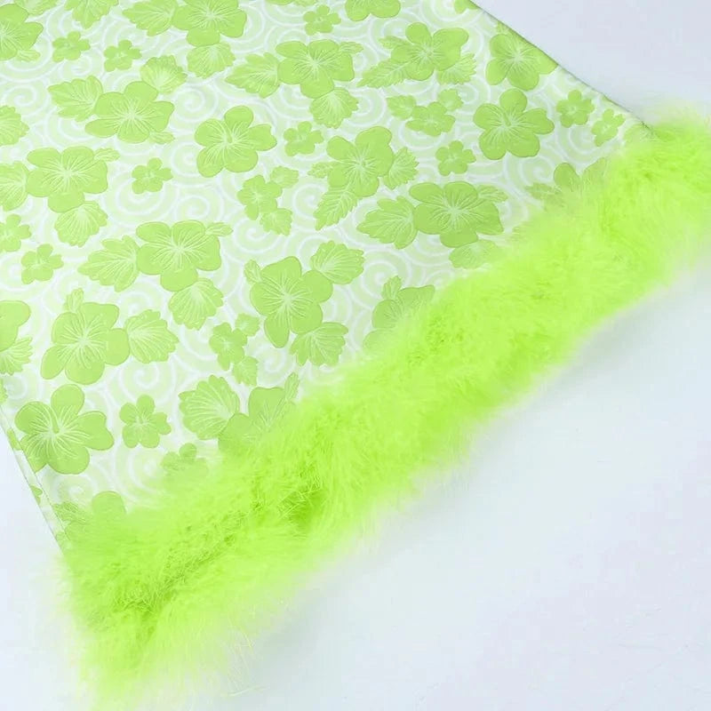 Y2K  Woemns Dresses Summer Dress Ladies Elegant Halter Mini Sundresses for Y2K Women Clothing with Feathers