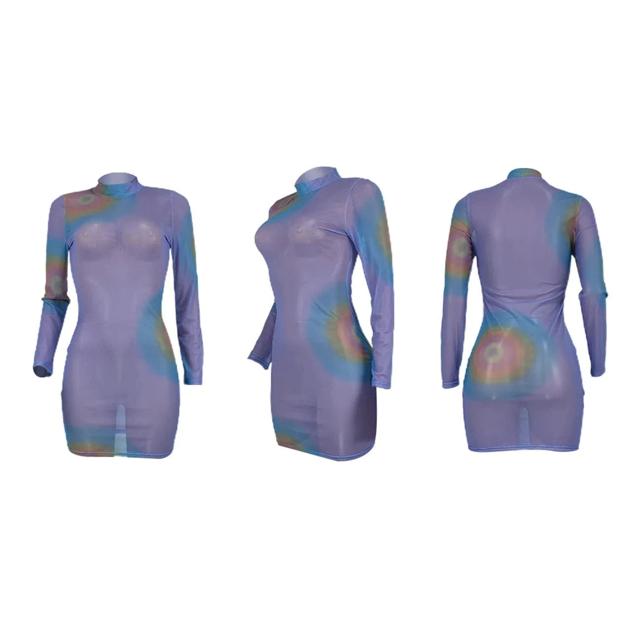 Y2K Women Dresses New Arrival Cheaper Dresses Ladies Spring Mesh Printing Long Sleeve Bodycon Dress Women