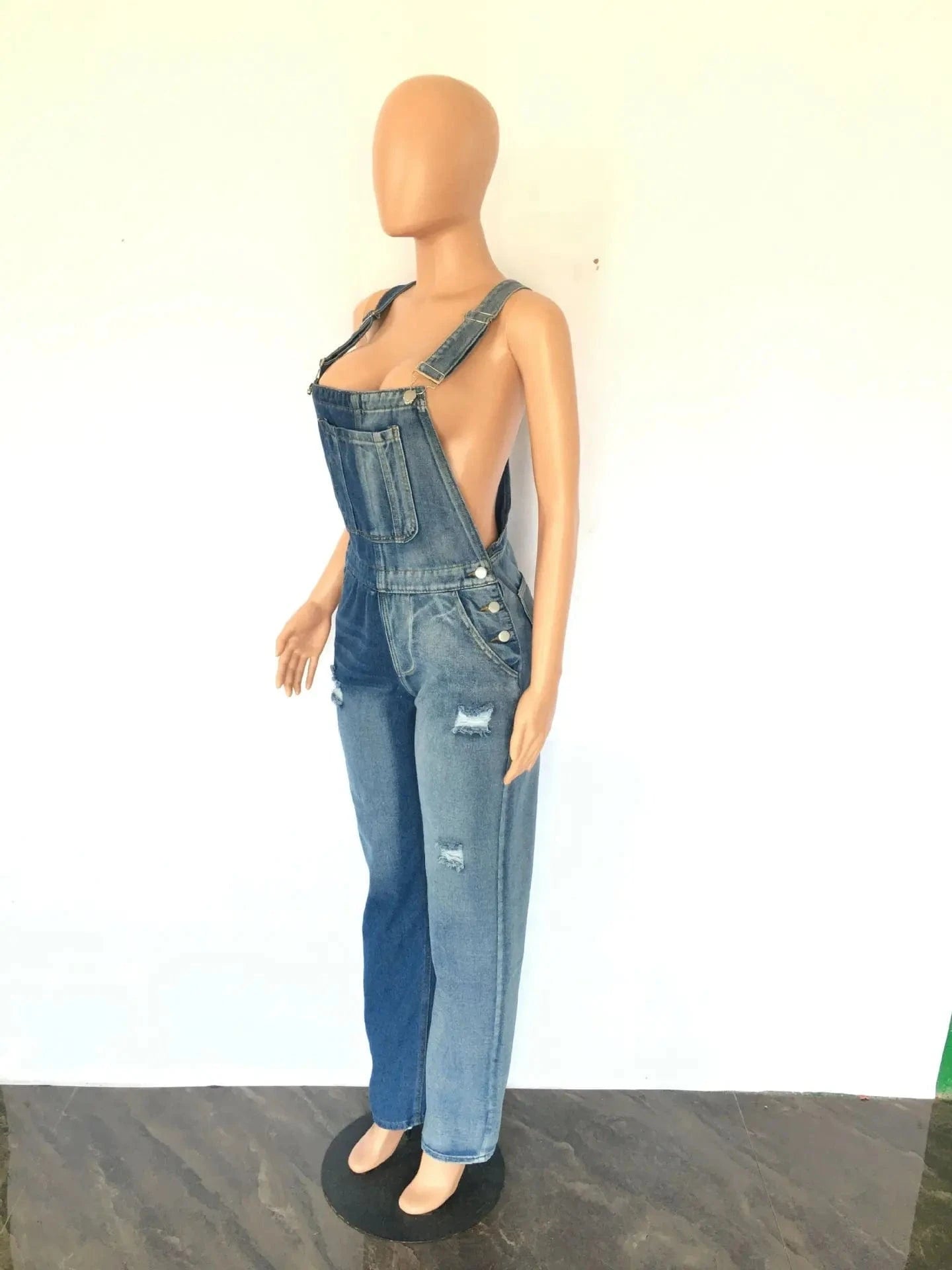 Y5523 New Fashion Patchwork Denim Overalls Pocket Women Slim Fit Jeans Romper Sleeveless Strap Denim Jumpsuits