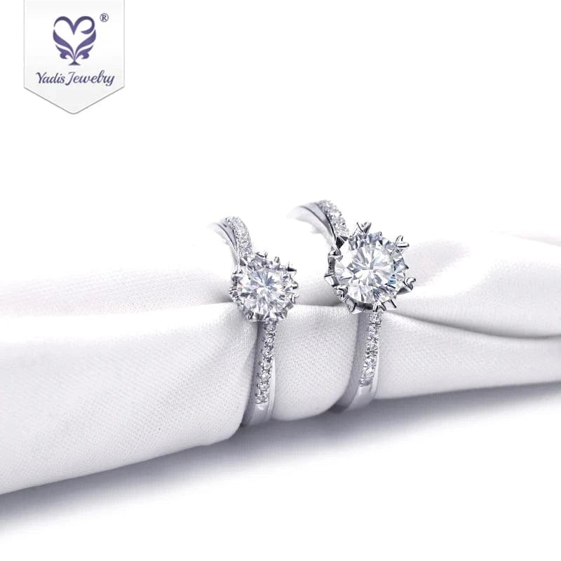 Yadis 2023 fine jewelry 0.5ct 1ct 925 sterling silver gold plated moissanite diamond wedding rings for girls
