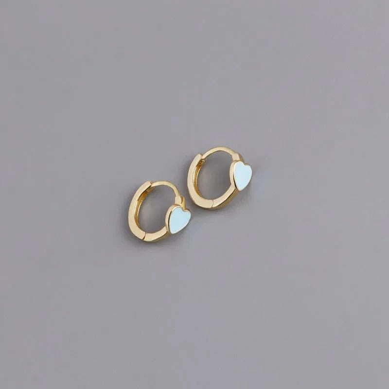 YB-A4470 Gold Blue Top Quality 925 Sterling Silver Blue/Pink/Red/Black Enamel Heart Shape Clip Earrings On Ear Fine Jewelry Gifts