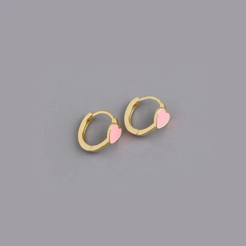 YB-A4470 Gold Pink Top Quality 925 Sterling Silver Blue/Pink/Red/Black Enamel Heart Shape Clip Earrings On Ear Fine Jewelry Gifts