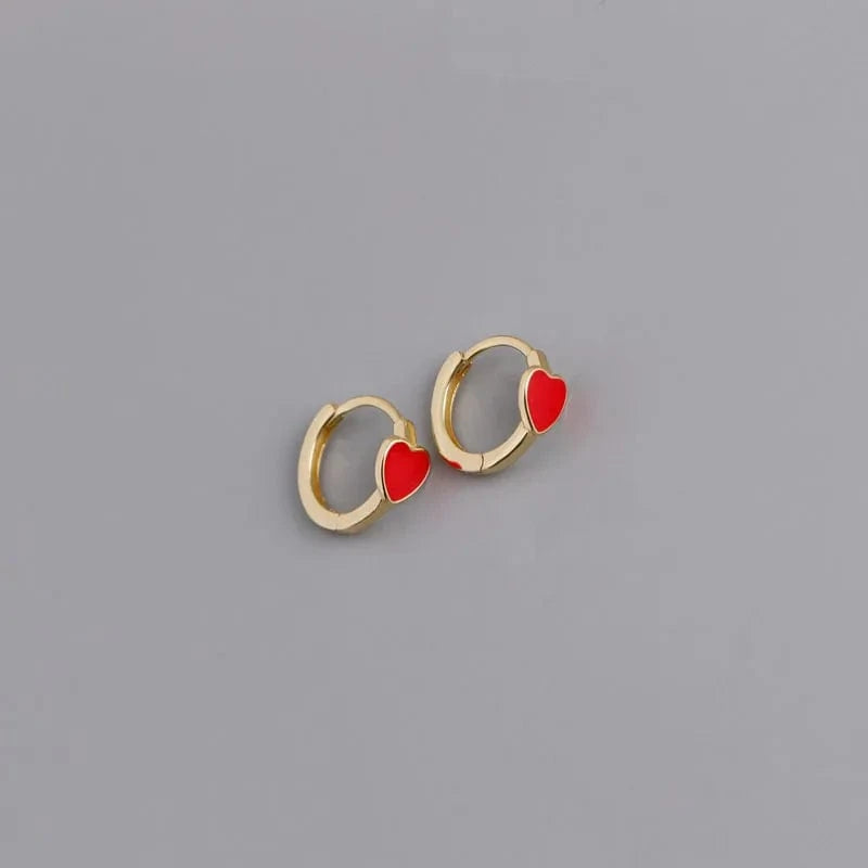 YB-A4470 Gold Red Top Quality 925 Sterling Silver Blue/Pink/Red/Black Enamel Heart Shape Clip Earrings On Ear Fine Jewelry Gifts