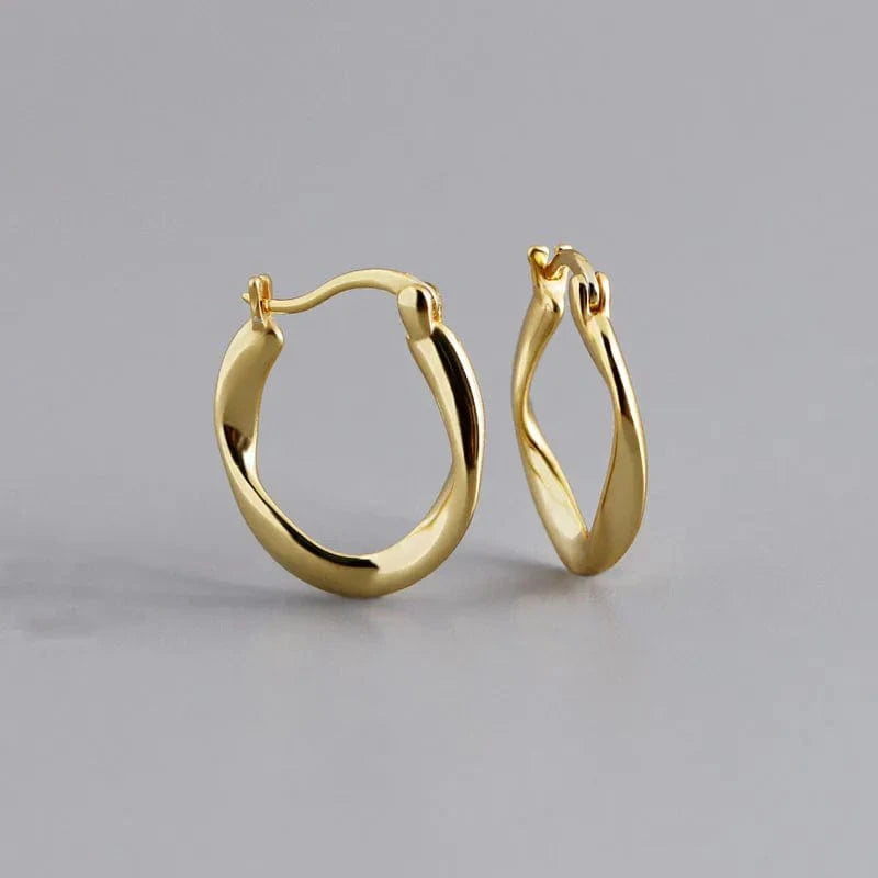 YB-A4491 Gold Geometric High Quality Twist Round Hoop Earrings For Women Wholesale 925 Sterling Silver Jewelry Gifts