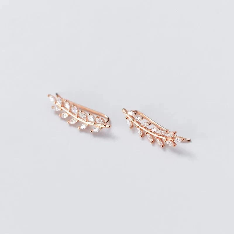 YB-A4497 Rose Gold Luxury Fashion Handmade 925 Sterling Silver Cubic Zircon Leaves Shape Drop Earrings For Girls Women Gifts