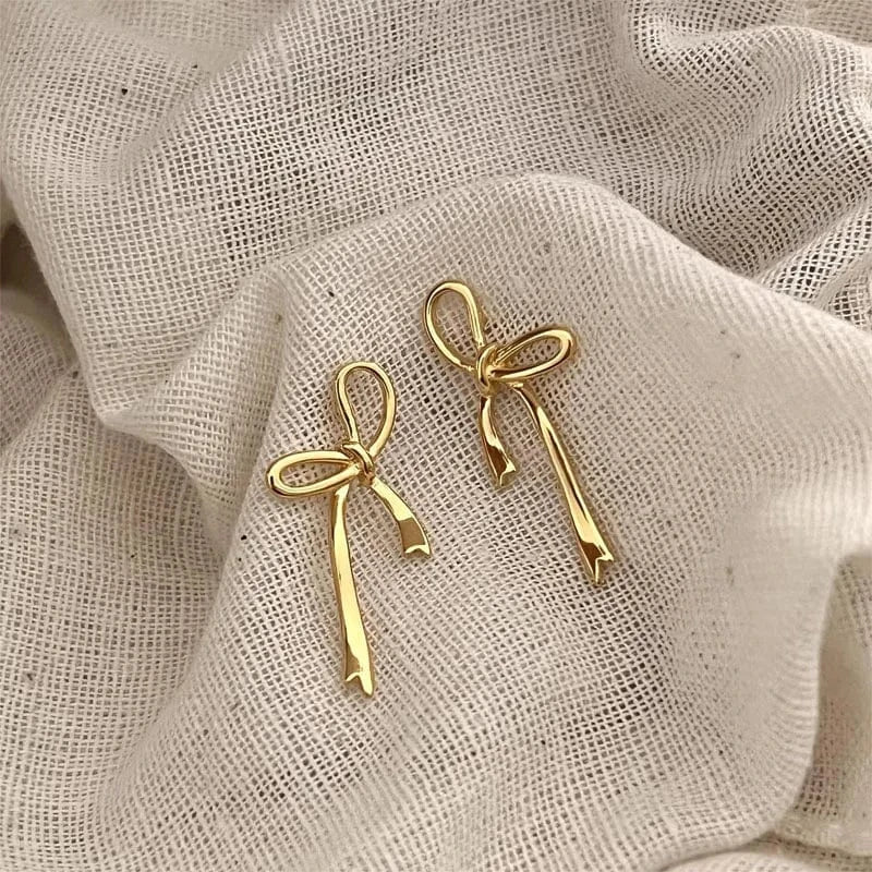 YB-A5011 Gold Best Frieds Gifts Jewelry Earrings 925 Sterling Silver Bowknot Shape Silver Gold Stud Earrings Wholesale