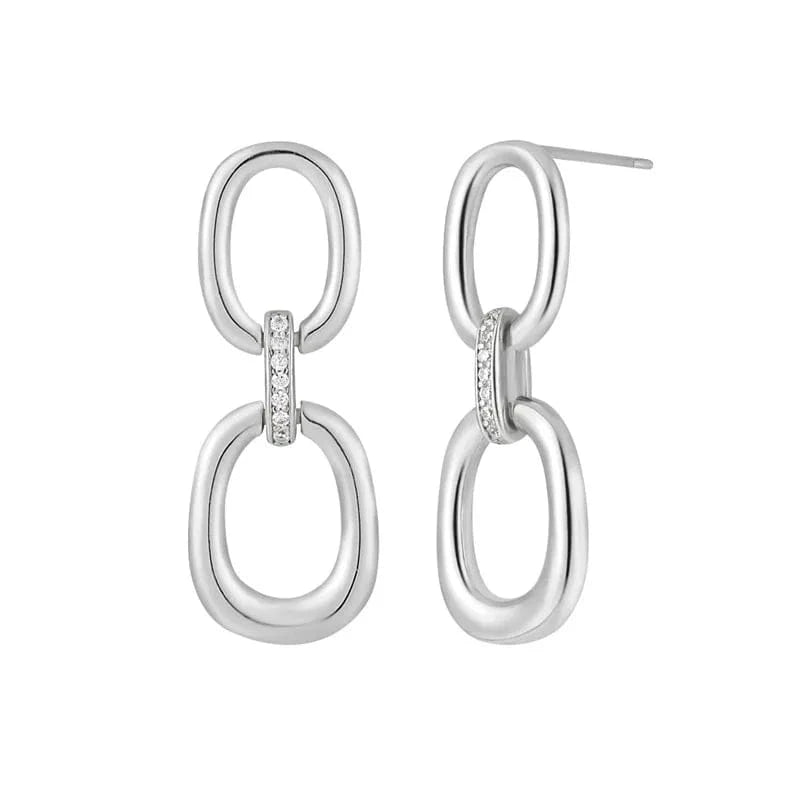 YB-A5034 Silver Fashion New 925 Sterling Silver Oval Round Long CZ Zircon Stud Earrings For Girls Party Gifts Jewelry
