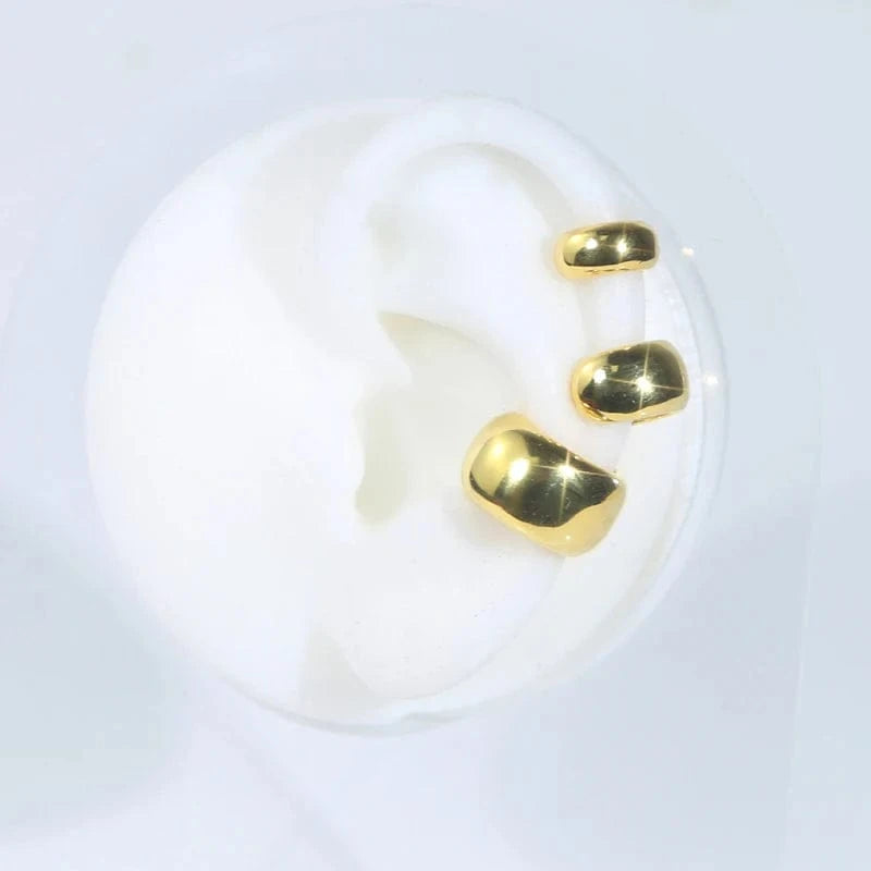 YE36-Gold Set Fashion Non Pierced Gold Cuff Earring Jewelry Women 18K Gold Plated No Piercing Ear Hole Cuff Clip On Earrings