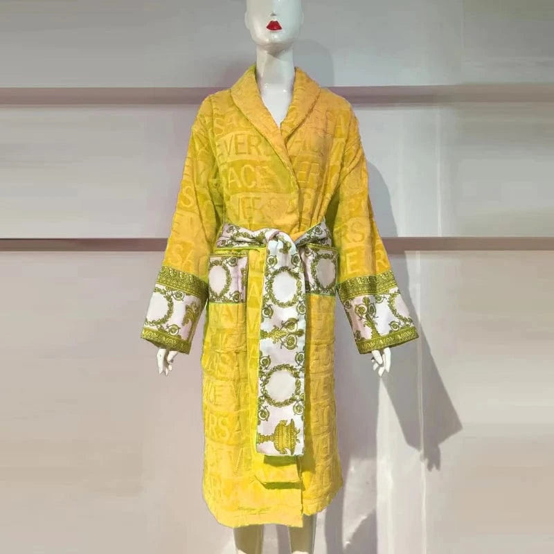 Yellow 100% Cotton Solid Color Towel Shawl Bathrobe Fashion New Hot Selling Men's Women's Nightwear Bathrobe Sexy Lingerie 2 Orders