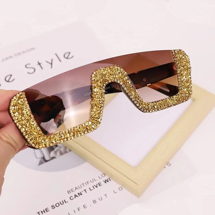 Yellow-2 2024 New Arrivals Bling Studded High Quality Glitter Luxury Designer Sun Glasses Shades Rhinestone Square Sunglasses For Woman