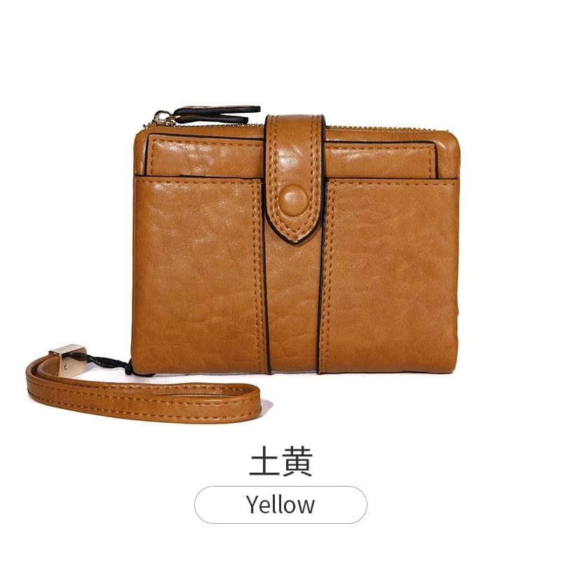 Yellow 2024 New Women's Wallet PU Leather Short Zipper Zero Wallet Folding Classic Design Wallet