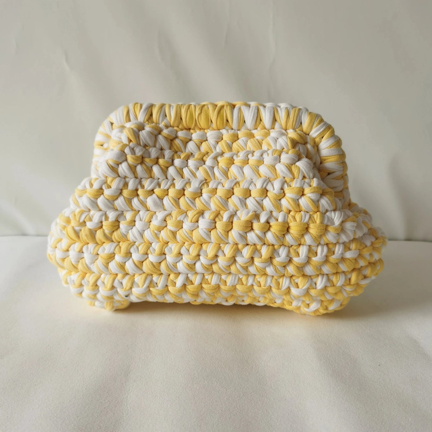 Yellow 2024 Newest Fashion Crochet Clutch Cloud Bag Handwoven Crochet Bag Custom Knitted Crochet Evening Bag