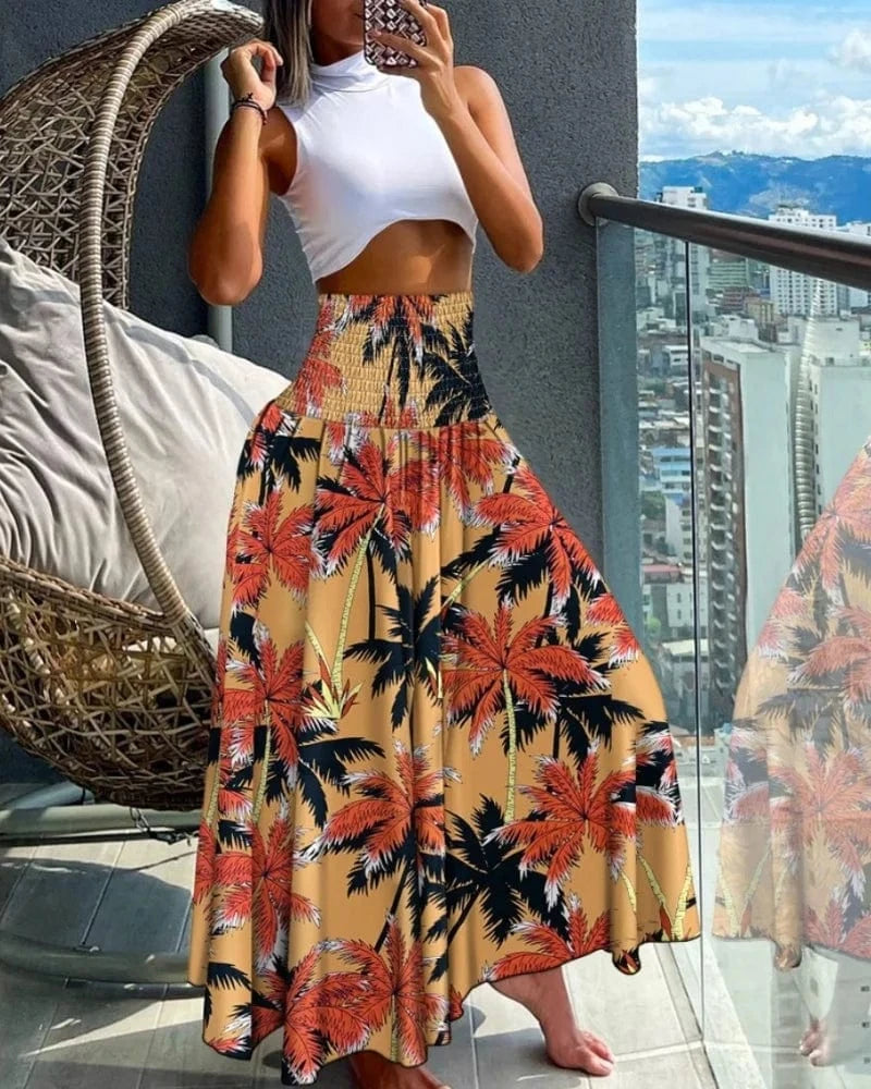 Yellow / L 2024 Summer New Women's Leisure Loose Holiday Long Skirt Skirt Women Women's Cheap Clothing and Free Shipping Sales LOOSE