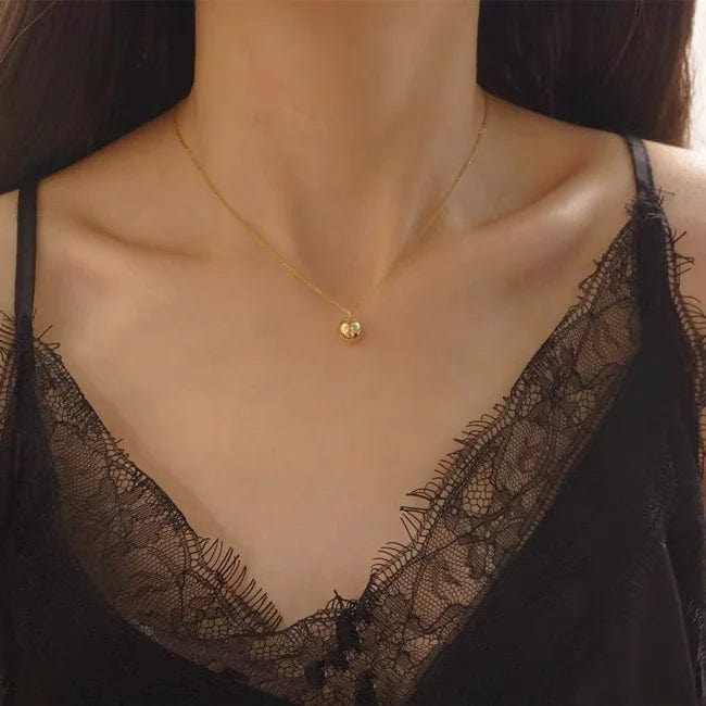Yellow NINE'S INS Fashion Simple Design 18K Gold Single Bead Necklace Cheap Price 18K Real Gold Curb Chain Necklace Women Jewelry