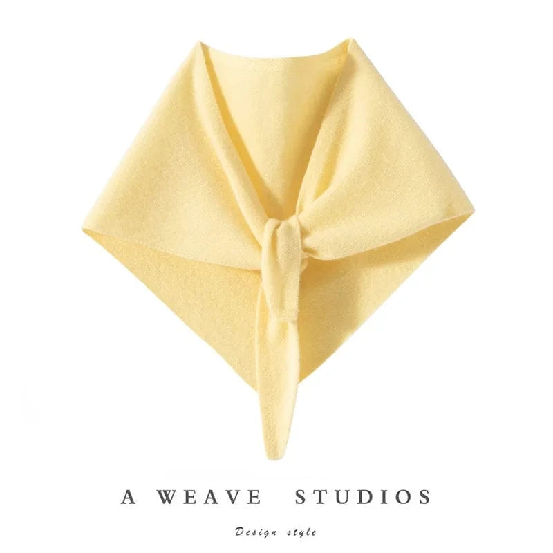 Yellow / One Size CHICUU Women 100% Cashmere Scarf Spring Autumn Triangular Scarf Cashmere Knitwear Luxury Grace Simple Style Scarf Pure Color