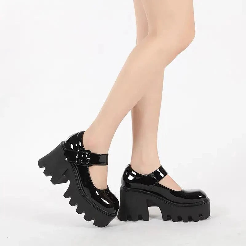 YiXin Mary Jane Shoes 2023 New Design Black Super High Thick Heel Shoes For Women Top Quality Cost Effective Mary Janes Shoes