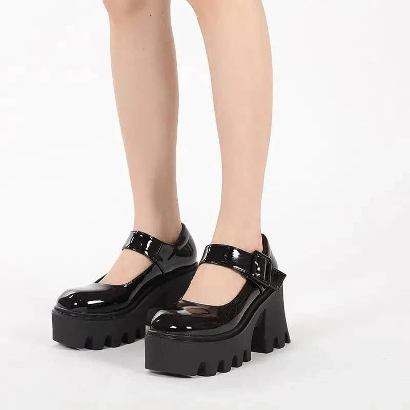 YiXin Mary Jane Shoes 2023 New Design Black Super High Thick Heel Shoes For Women Top Quality Cost Effective Mary Janes Shoes