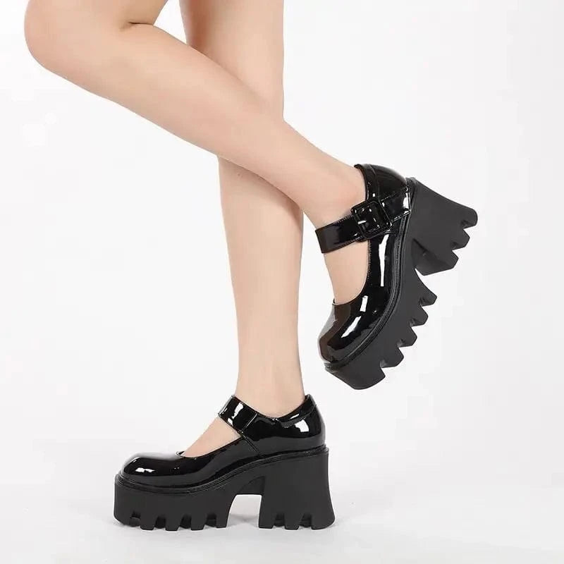 YiXin Mary Jane Shoes 2023 New Design Black Super High Thick Heel Shoes For Women Top Quality Cost Effective Mary Janes Shoes