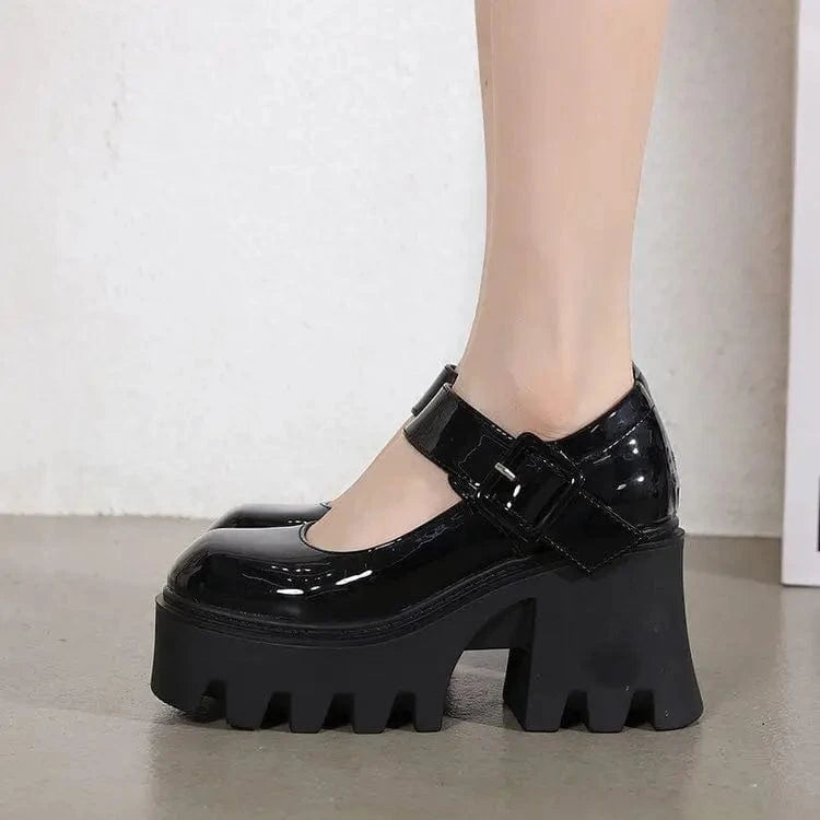 YiXin Mary Jane Shoes 2023 New Design Black Super High Thick Heel Shoes For Women Top Quality Cost Effective Mary Janes Shoes