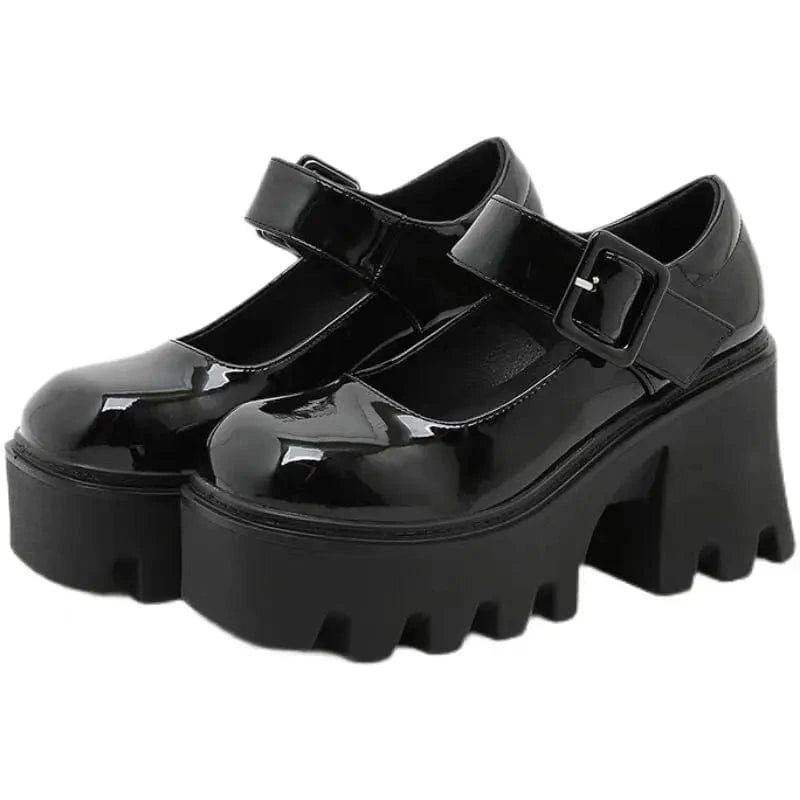 YiXin Mary Jane Shoes 2023 New Design Black Super High Thick Heel Shoes For Women Top Quality Cost Effective Mary Janes Shoes