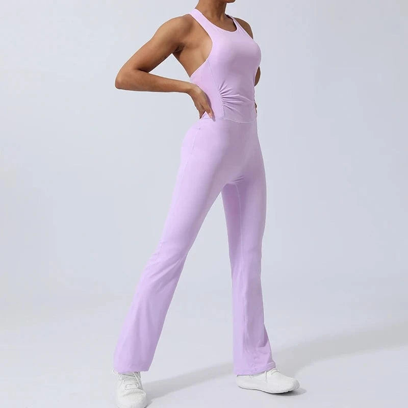YIYI 2024 New Arrival Wholesale Fitness Sports Gym Workout Quick Dry Cross Twist Back Workout One Piece Yoga Jumpsuit For Women