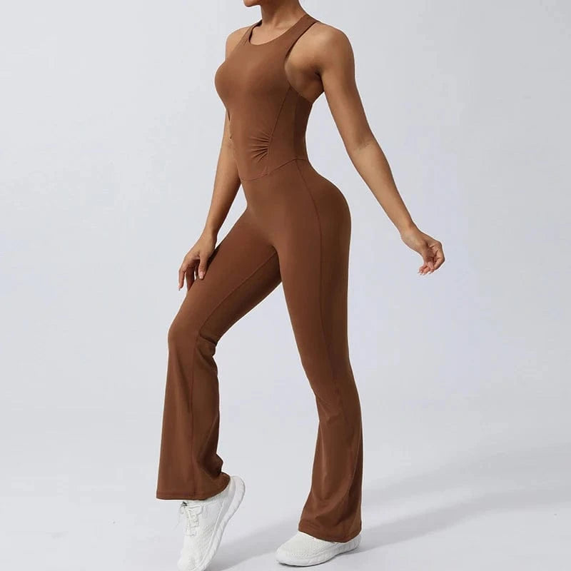 YIYI 2024 New Arrival Wholesale Fitness Sports Gym Workout Quick Dry Cross Twist Back Workout One Piece Yoga Jumpsuit For Women