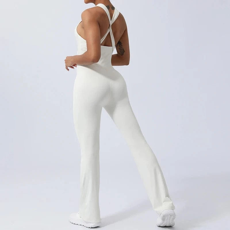 YIYI 2024 New Arrival Wholesale Fitness Sports Gym Workout Quick Dry Cross Twist Back Workout One Piece Yoga Jumpsuit For Women