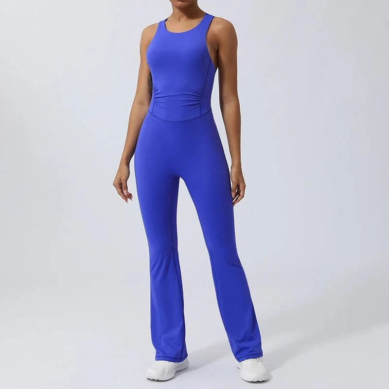 YIYI 2024 New Arrival Wholesale Fitness Sports Gym Workout Quick Dry Cross Twist Back Workout One Piece Yoga Jumpsuit For Women