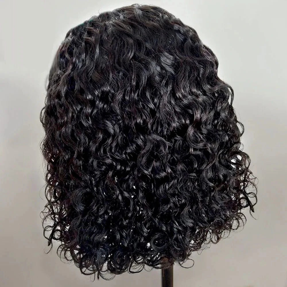 YL Short Deep Curly Bob Wig 13x4 Lace Frontal Human Hair Wigs for Women Pre-Plucked Deep Wave Closure  Lace Wigs