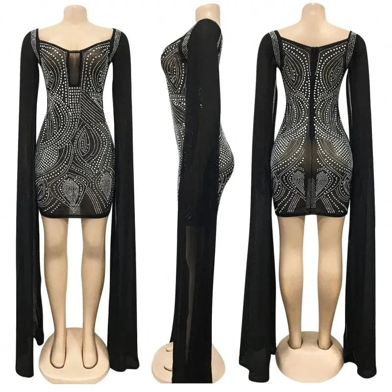 YP Woman Dresses New Arrivals 2024 Club Bodycon Prom Dress Short Rhinestone Hot Night Dress
