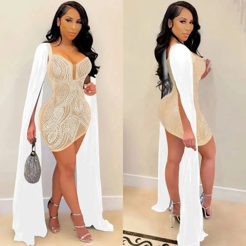 YP Woman Dresses New Arrivals 2024 Club Bodycon Prom Dress Short Rhinestone Hot Night Dress