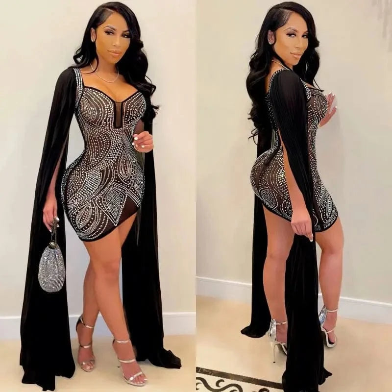 YP Woman Dresses New Arrivals 2024 Club Bodycon Prom Dress Short Rhinestone Hot Night Dress